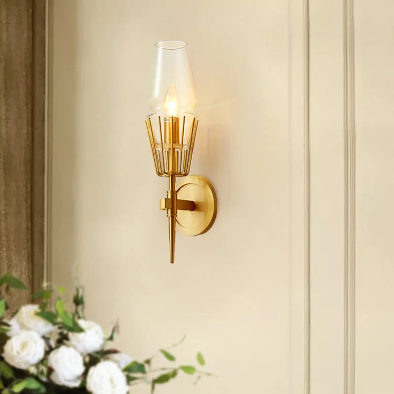 Modern Gold Crystal Wall Sconce