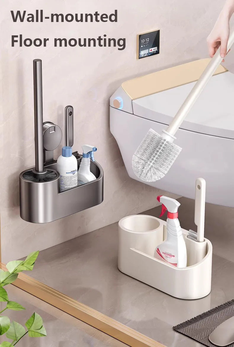 Suporte para escova de sanita, utensílio de limpeza espacial, em alumínio, para montagem na parede, com ventosa, acessório para casa de banho.
