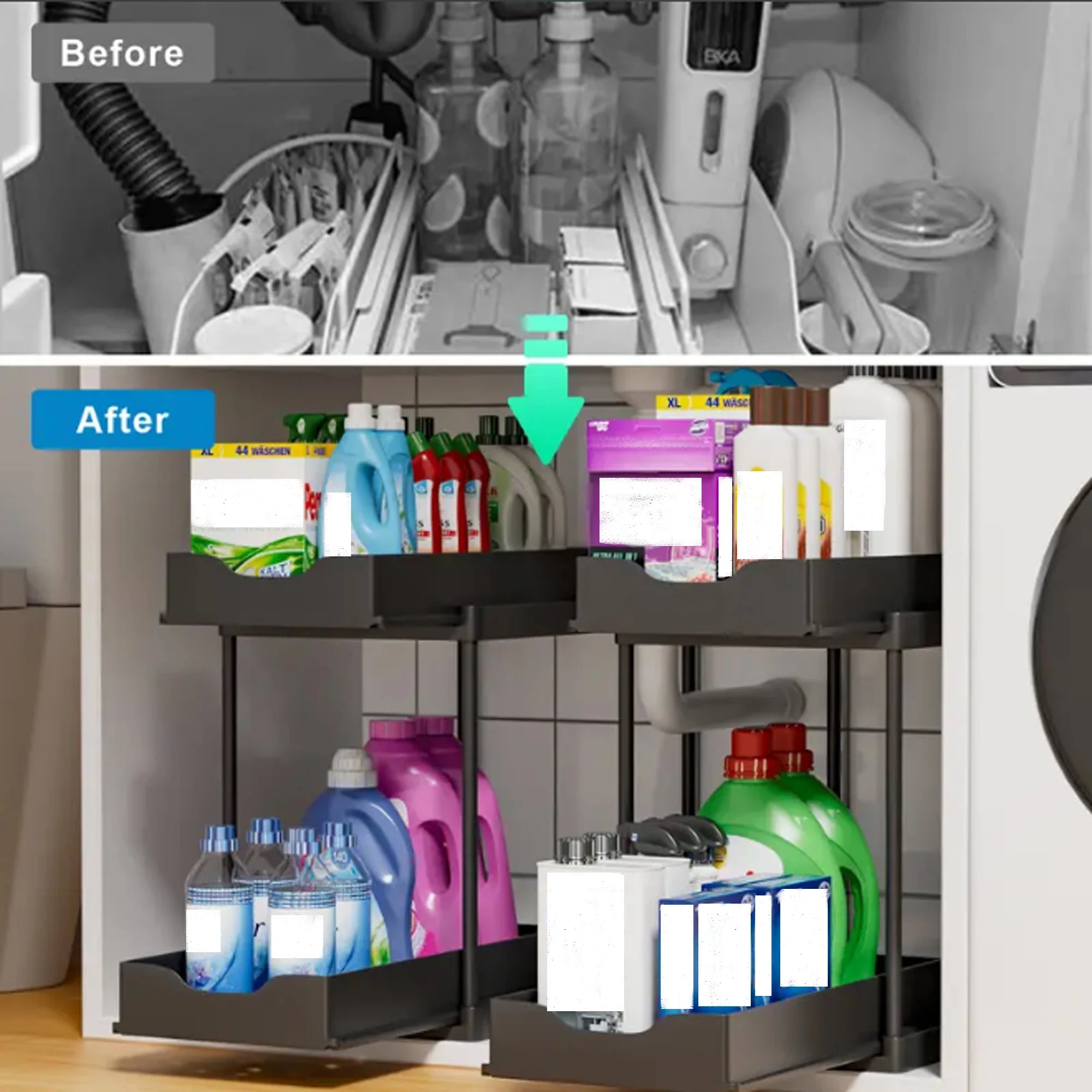 Double-Layer Pull-Out Kitchen Storage Rack