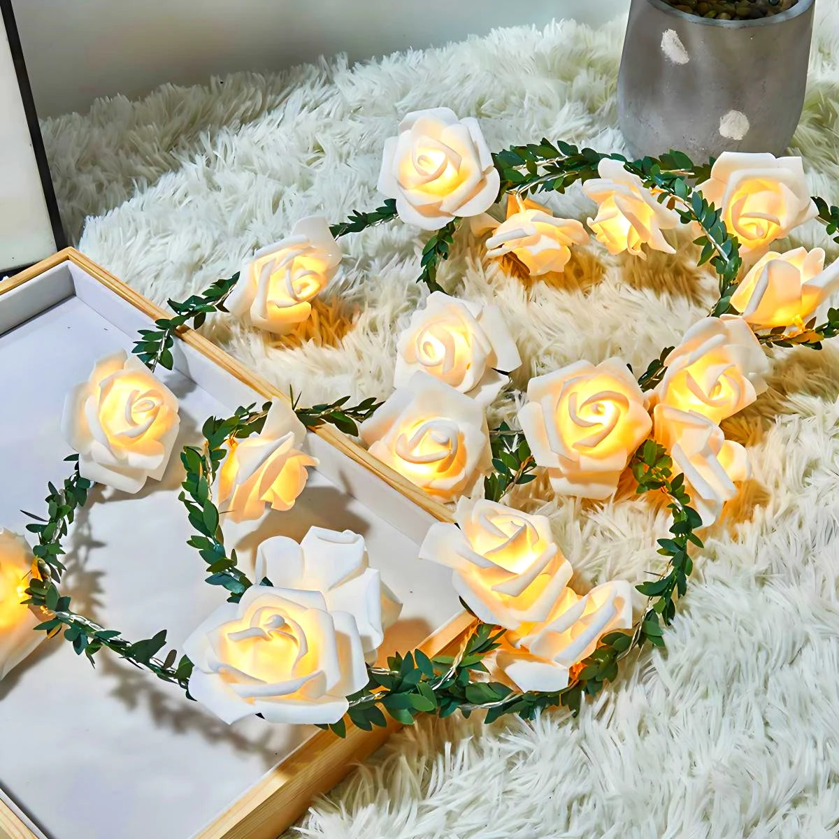 Rose LED Ivy Garland (Battery Powered)