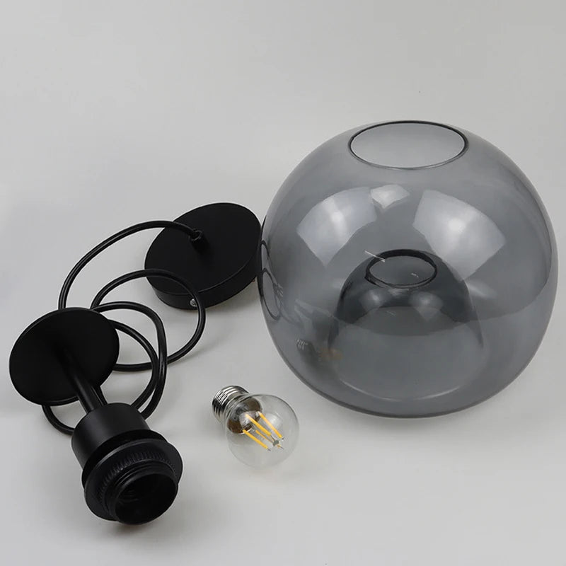 Nordic Smoke Gray & Amber Glass Pendant Light