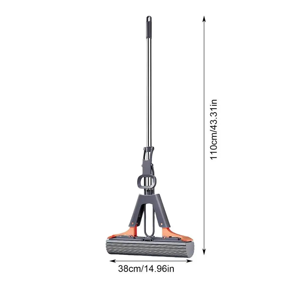 Esfregona de rolo para pavimento com esponja PVA, esfregona de esponja absorvente para uma limpeza eficiente de pavimentos de madeira, azulejos e mármore.