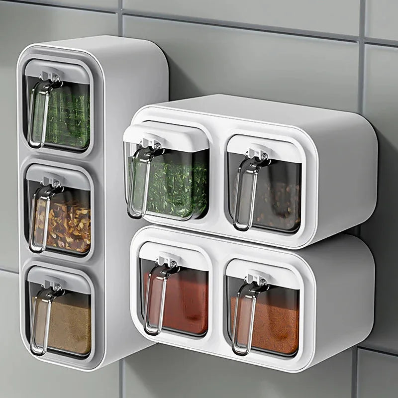 Organizador de parede para condimentos e temperos de cozinha, com frascos para armazenamento e organização de especiarias. Ideal para casa e jardim.