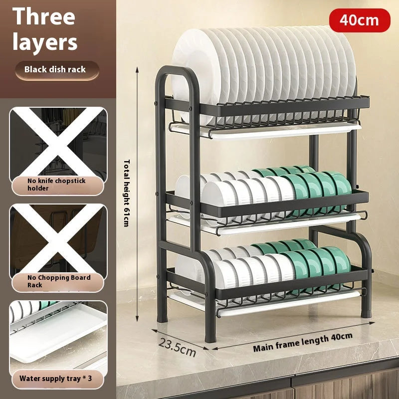 Organizador de cozinha, escorredor de pratos e taças, suporte multifuncional para utensílios domésticos, caixa organizadora para talheres e taças.