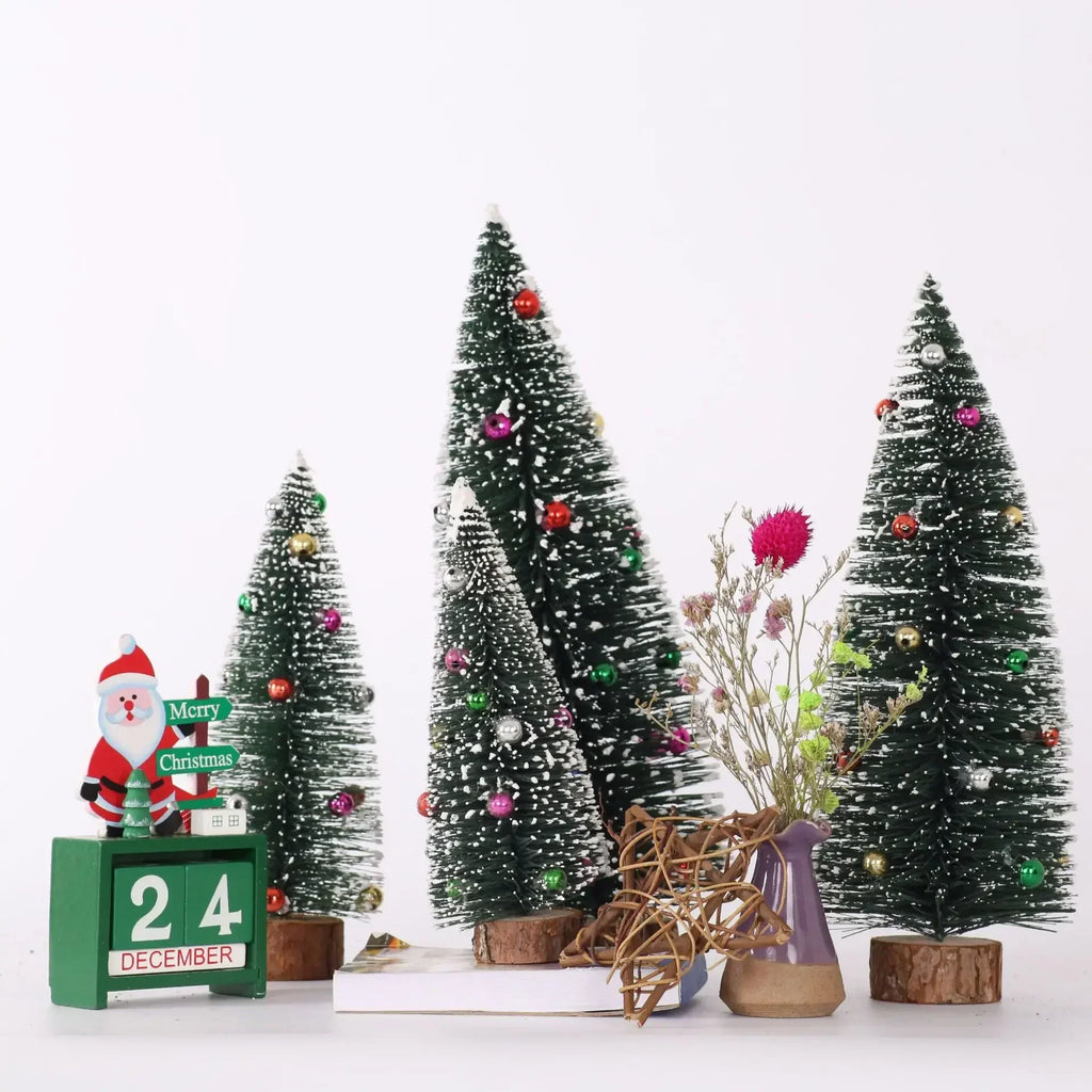 Mini Christmas Tree with Wooden Base