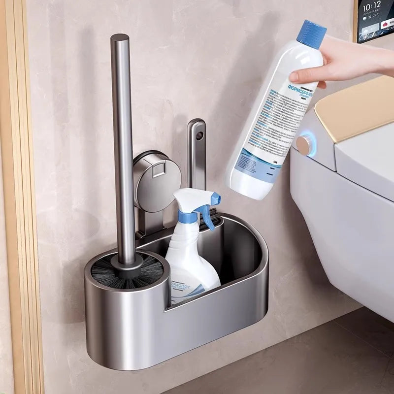 Wall-Mounted Aluminum Toilet Brush Holder