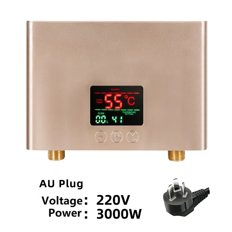 Aquecedor de água instantâneo 110V/220V 3000W/5500W, aquecedor elétrico de parede para aquecimento de água em casas de banho, chuveiros e cozinhas.