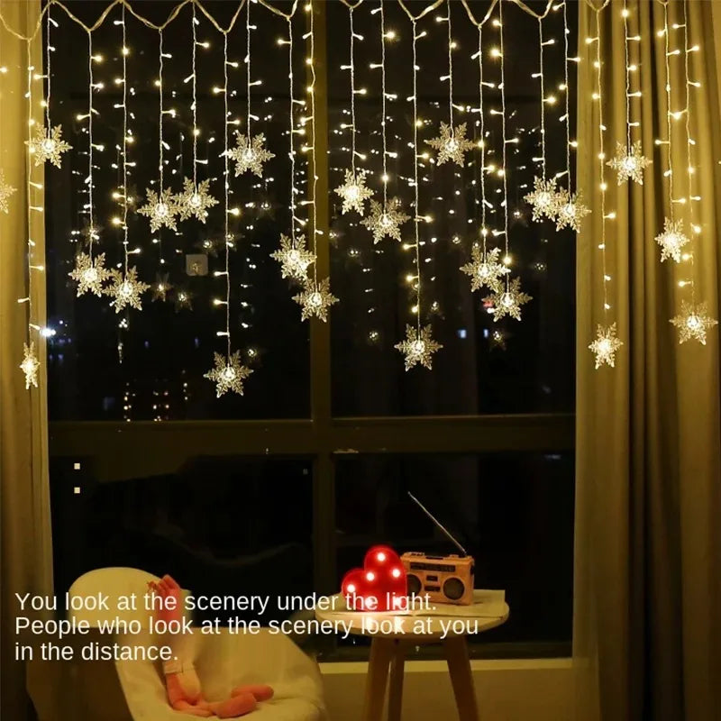 3.2M Snowflake LED Fairy Curtain Lights