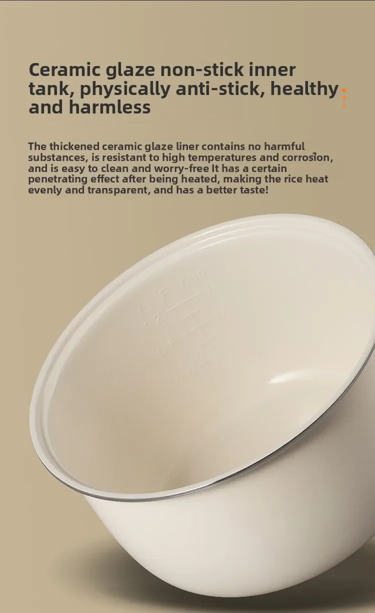 Panela elétrica digital multifuncional inteligente de 3 litros para arroz, com revestimento antiaderente e panela interior em cerâmica com separação para arroz e sopa.