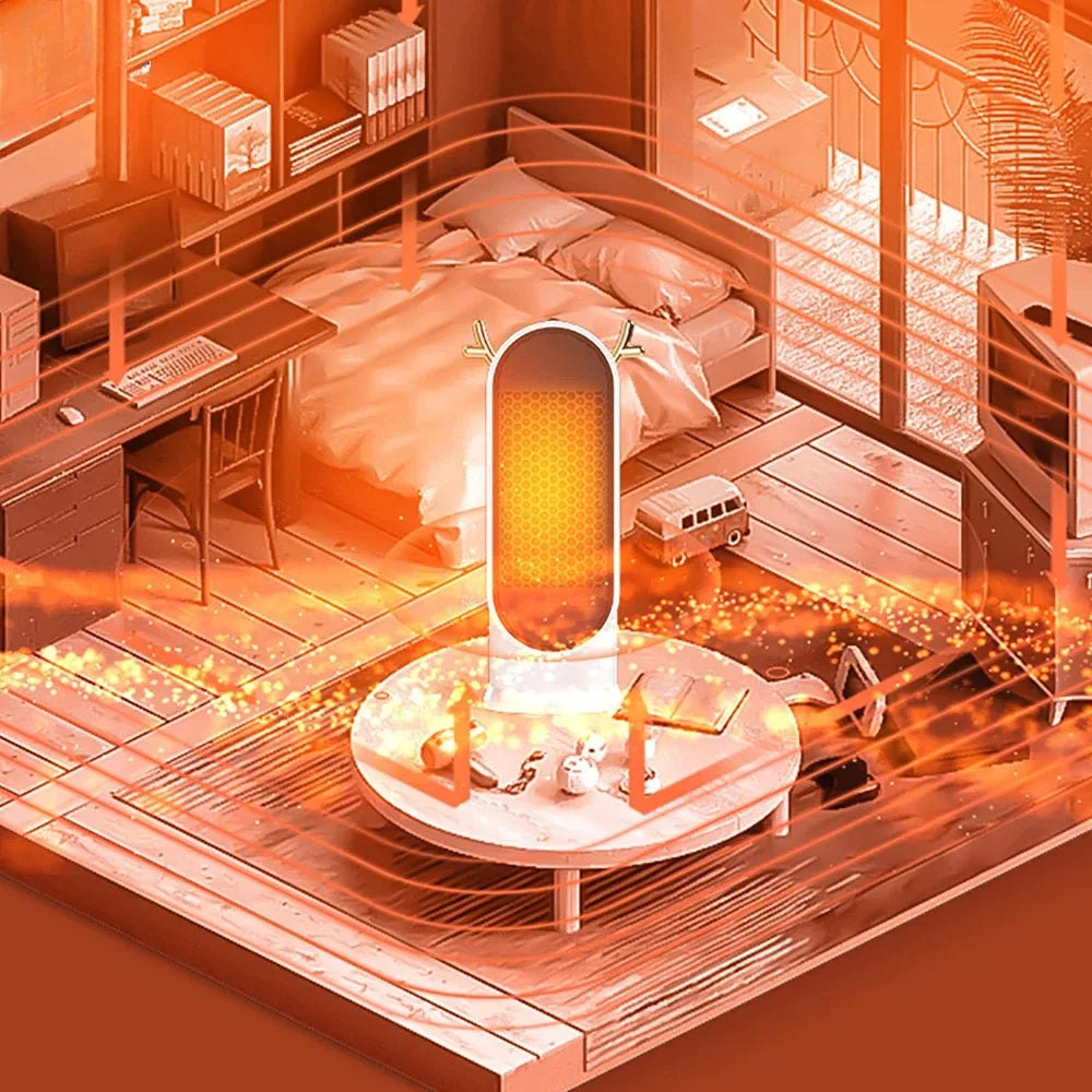 Aquecedor elétrico de mesa 500W, aquecedor elétrico portátil para casa, termostato inteligente, ventilador, aquecedor elétrico de inverno, ferramentas de aquecimento