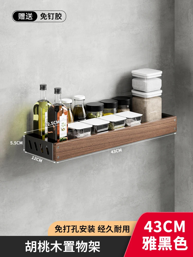 Walnut & Stainless Steel Kitchen Storage Rack