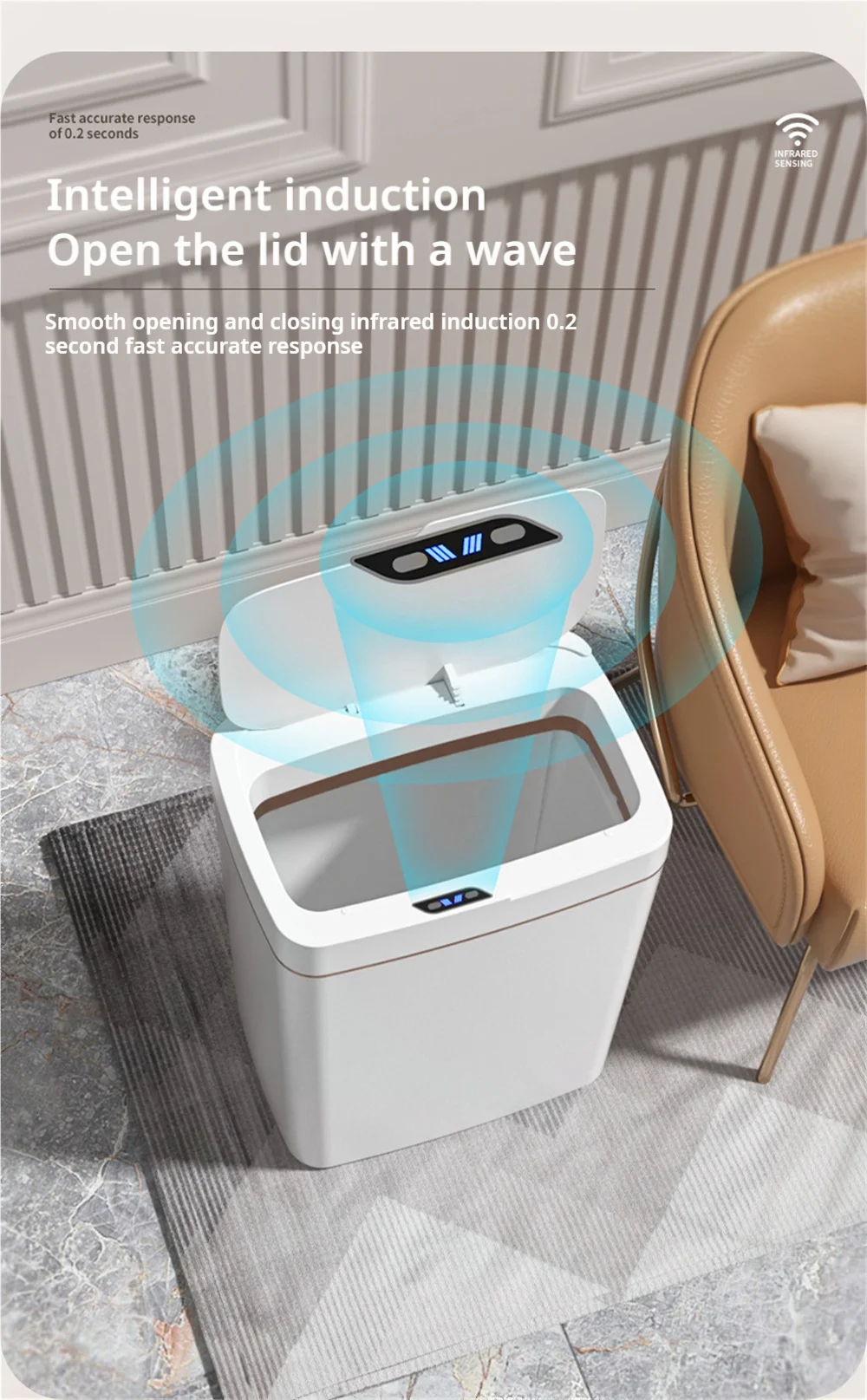 Smart Touchless Automatic Trash Can (15L)