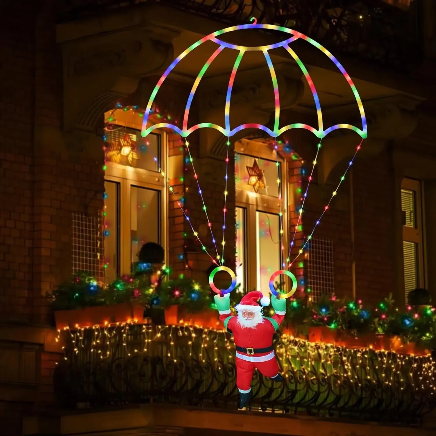 Outdoor Santa Parachute Multicolor Lights