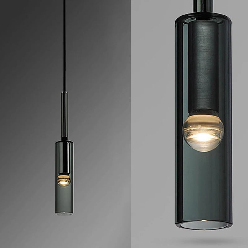 Modern Smoky Grey Glass Pendant Light