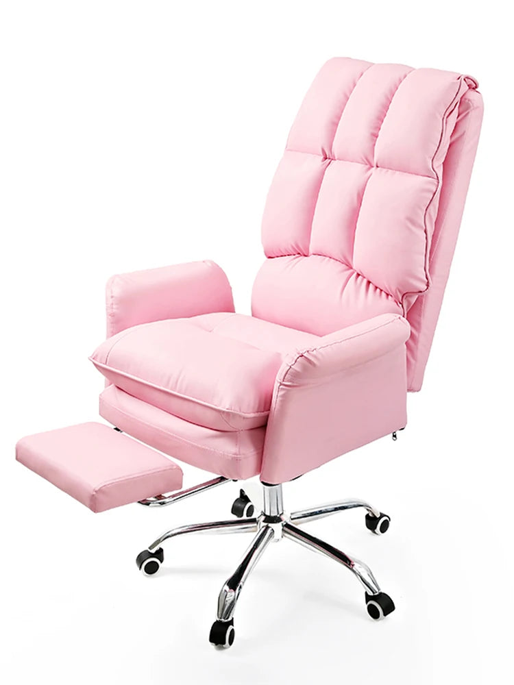 2025 Pink Gaming Office Chair with Footrest