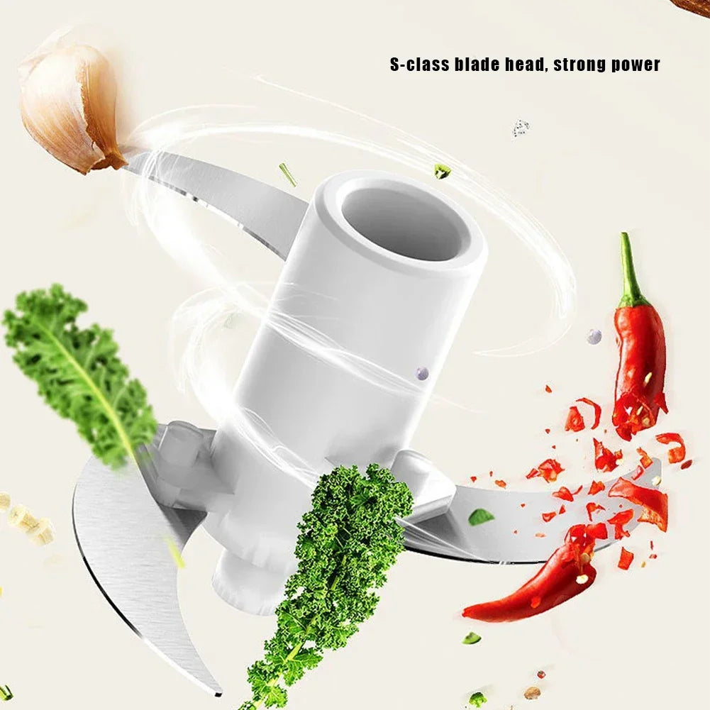 Mini picador de carne elétrico, esmagador de alho multifuncional para cozinha, sem fios, para misturar e triturar alimentos, auxiliar para a alimentação de bebés, 350ml