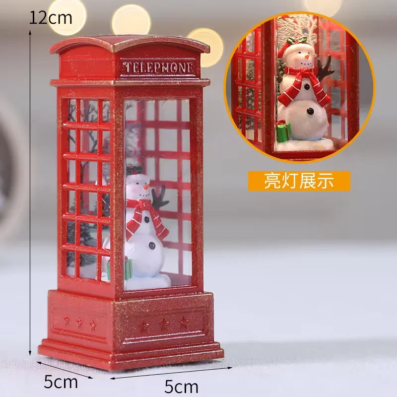 Lighted Christmas Telephone Booth Decor