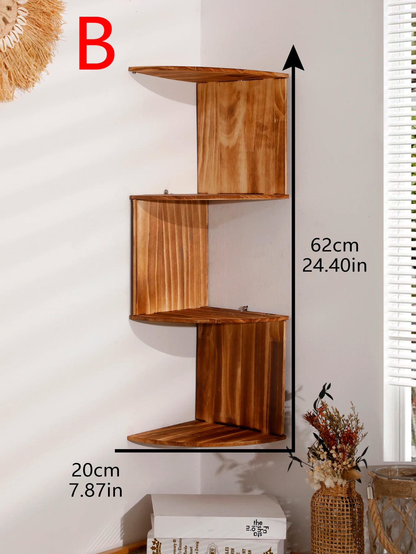 4-Layer Wooden Wall-Mounted Shelf