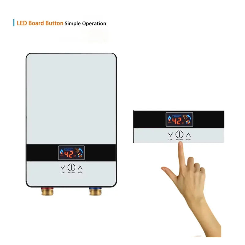 Aquecedor de água elétrico instantâneo de temperatura constante para casa de banho, cozinha e duche, 6500W (novo) - Modelo 2025