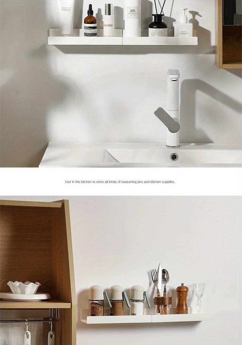 Prateleira de casa de banho organizadora para maquilhagem, com adesivo, sem necessidade de furar, para champô e duche.