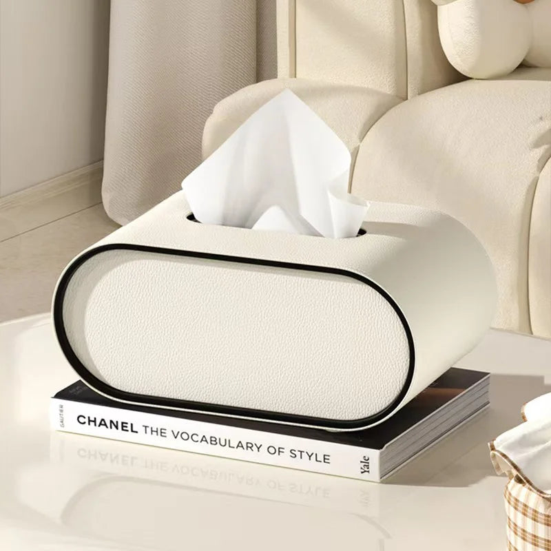PU Leather Luxury Tissue Box with Storage
