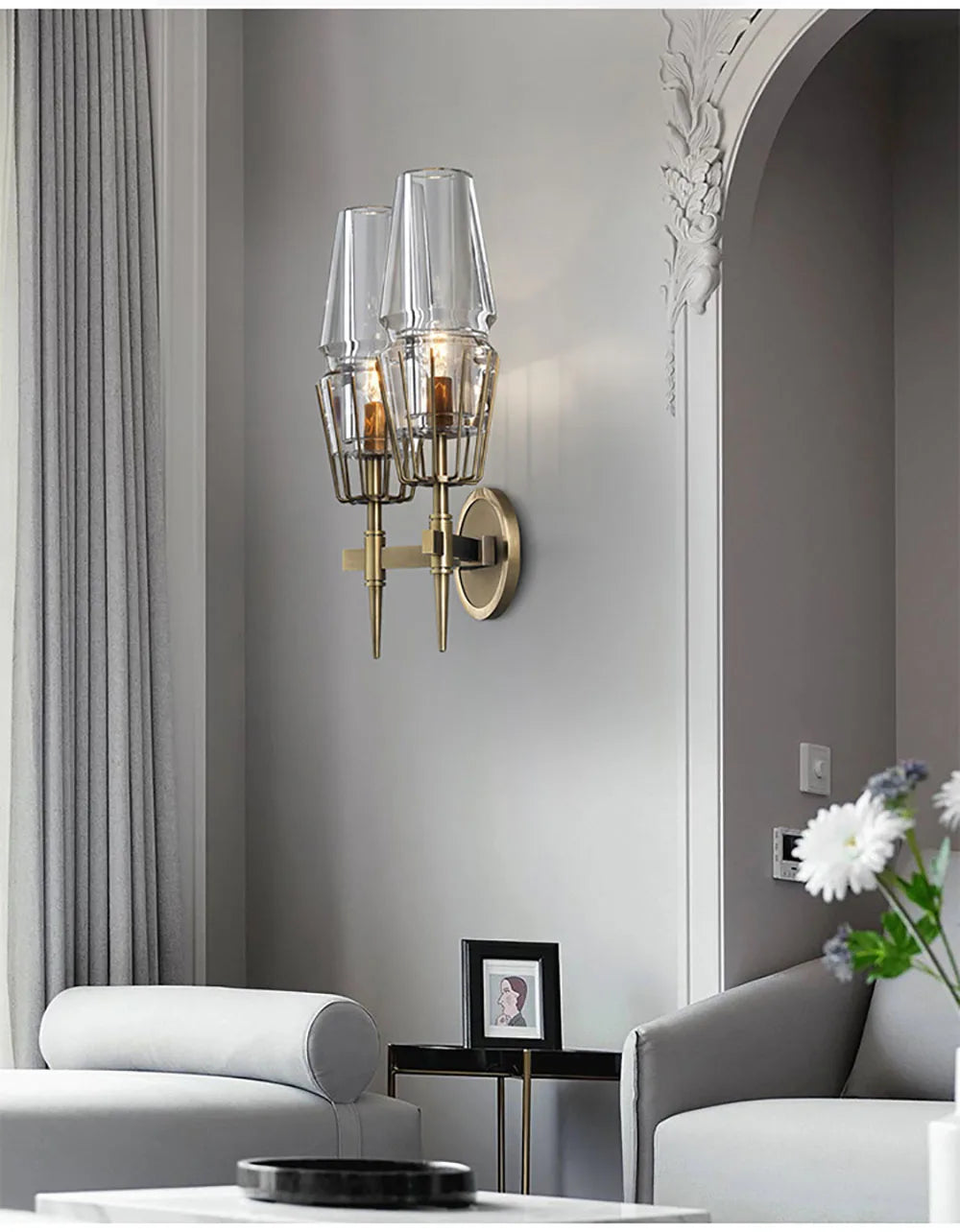 Modern Gold Crystal Wall Sconce