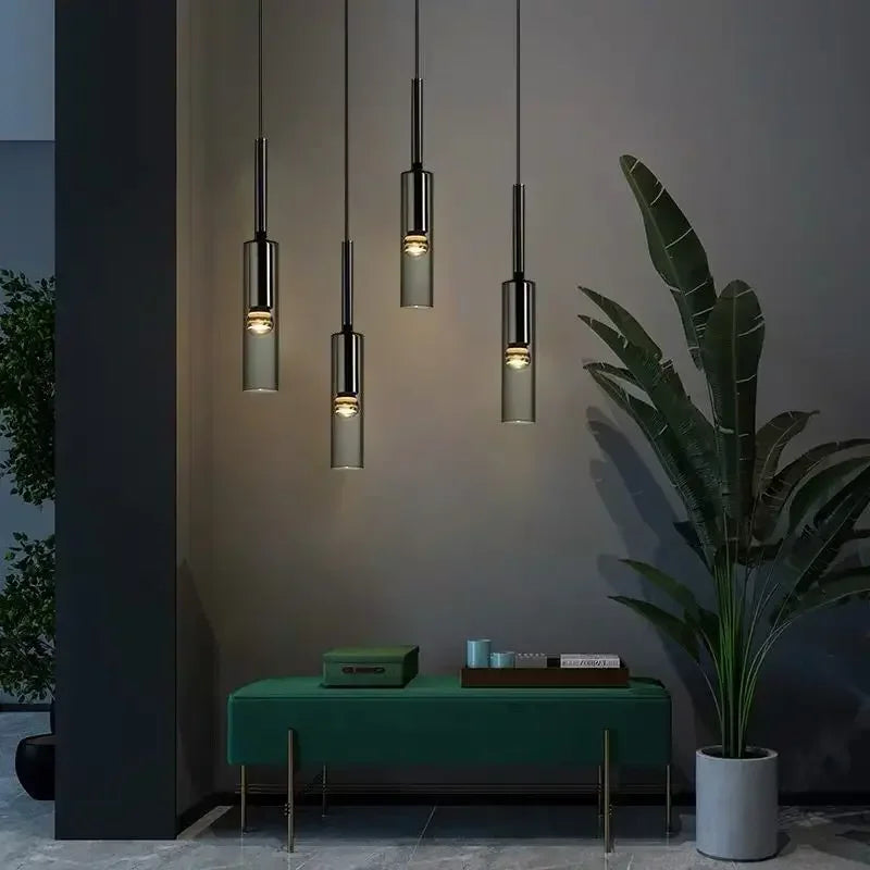 Modern Smoky Grey Glass Pendant Light