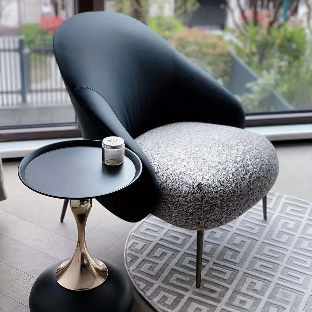 White Round Coffee Table with Gold Base