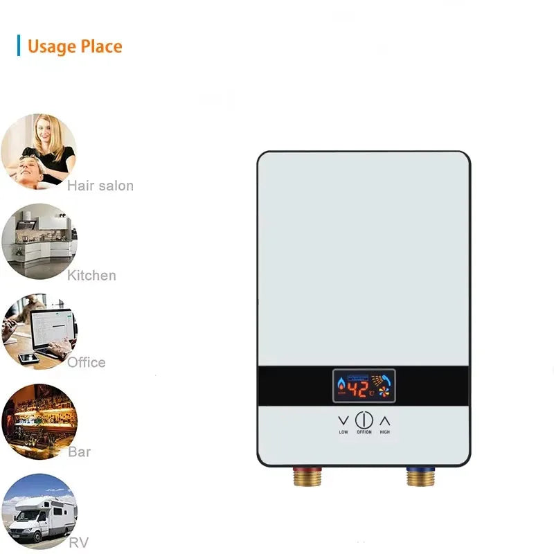 Aquecedor de água elétrico instantâneo de temperatura constante para casa de banho, cozinha e duche, 6500W (novo) - Modelo 2025