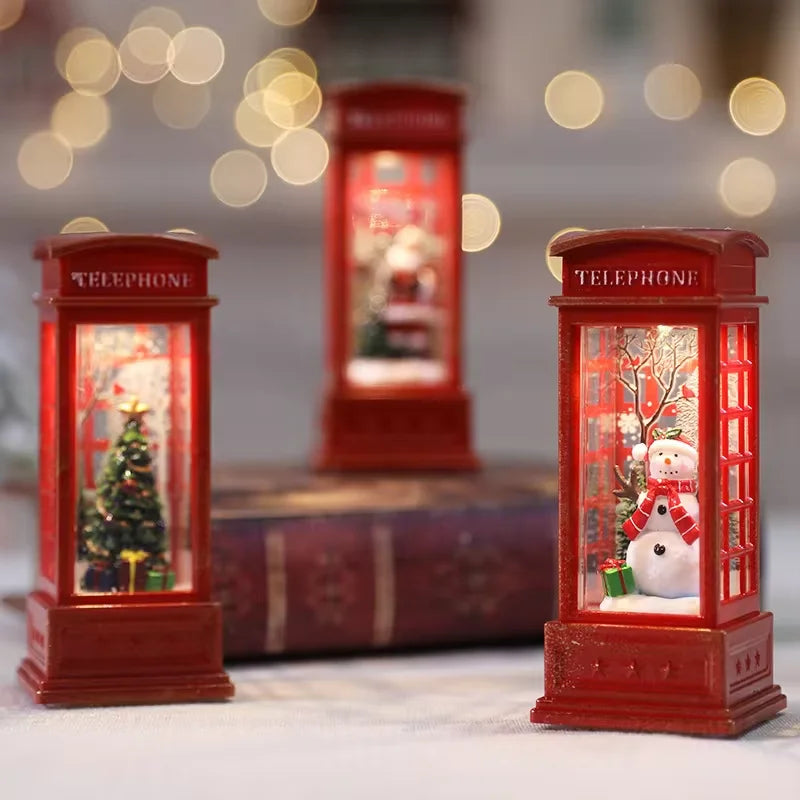 Lighted Christmas Telephone Booth Decor