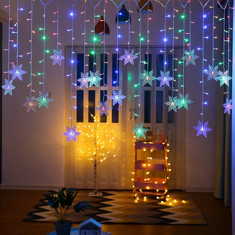 Outdoor LED Snowflake Curtain Lights