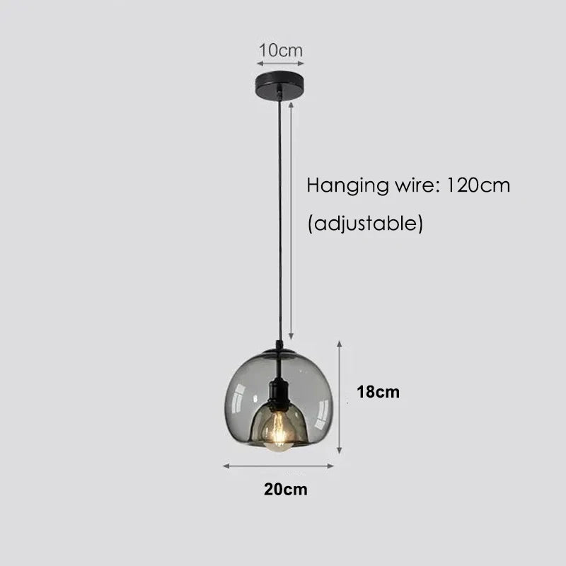 Nordic Smoke Gray & Amber Glass Pendant Light