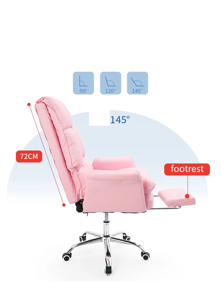 2025 Pink Gaming Office Chair with Footrest