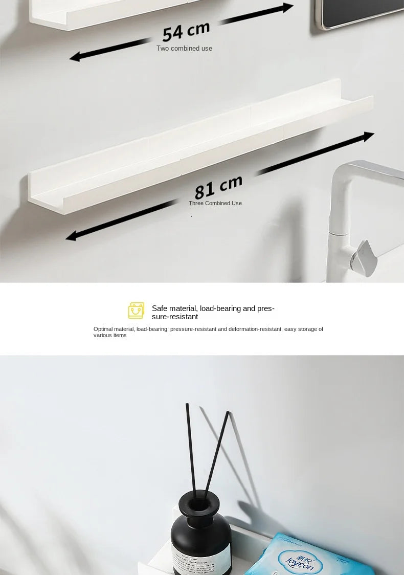 Prateleira de casa de banho organizadora para maquilhagem, com adesivo, sem necessidade de furar, para champô e duche.