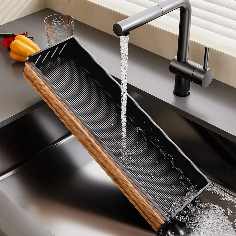 Walnut & Stainless Steel Kitchen Storage Rack