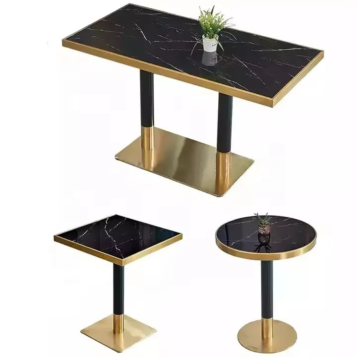 Luxury Black Marble Dining Table Set
