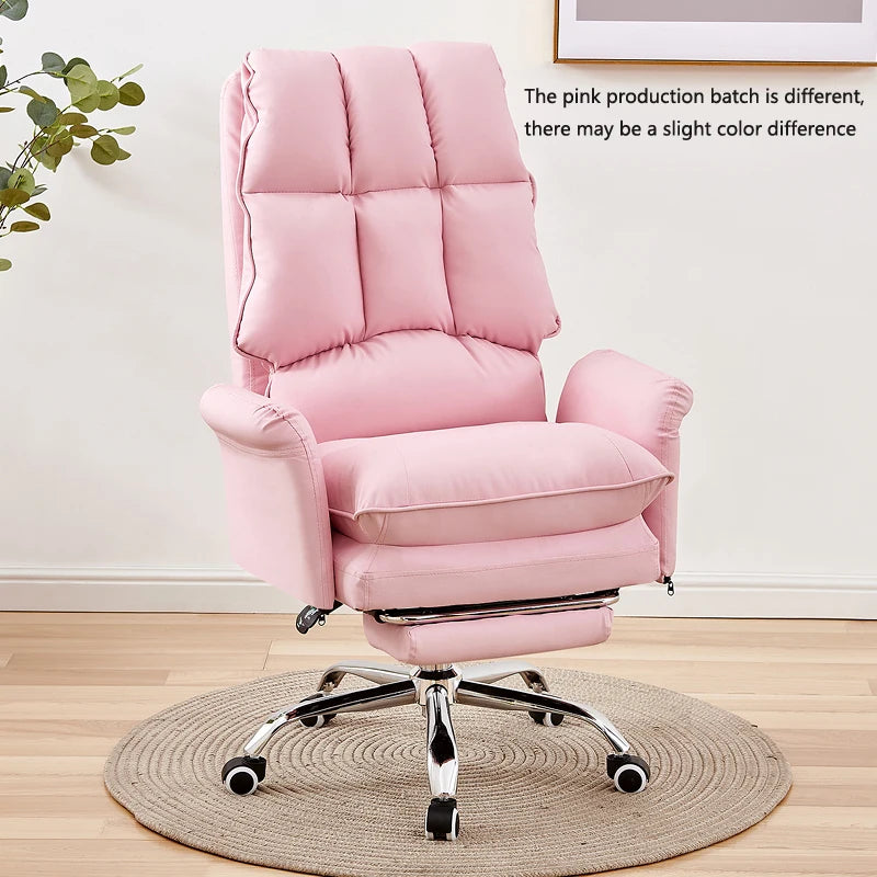 2025 Pink Gaming Office Chair with Footrest