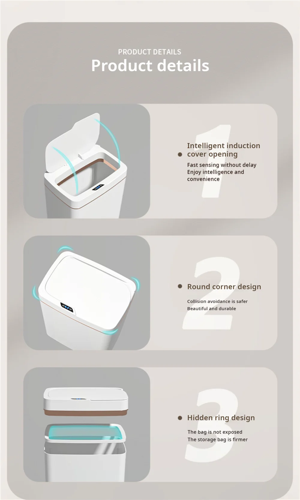 Smart Touchless Automatic Trash Can (15L)