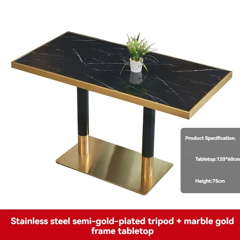 Luxury Black Marble Dining Table Set