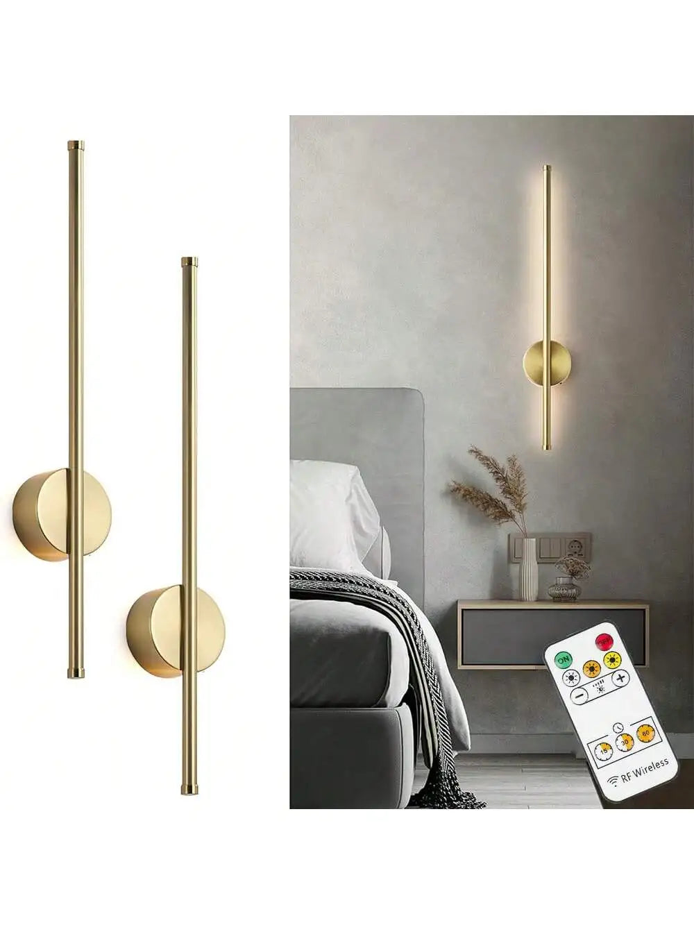 Candeeiro de parede LED recarregável, instalação gratuita, 1 unidade, 50 cm, com regulação de intensidade, ideal para sala de estar, sofá, quarto ou decoração de parede.