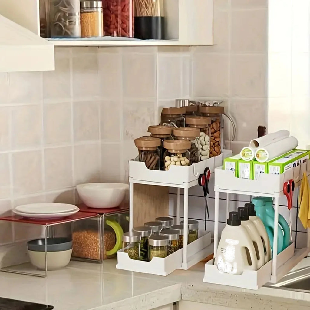 Double-Layer Pull-Out Kitchen Storage Rack