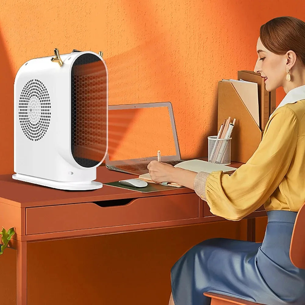 Aquecedor elétrico de mesa 500W, aquecedor elétrico portátil para casa, termostato inteligente, ventilador, aquecedor elétrico de inverno, ferramentas de aquecimento