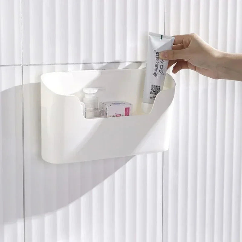Wall-Mounted Multifunction Adhesive Storage Rack