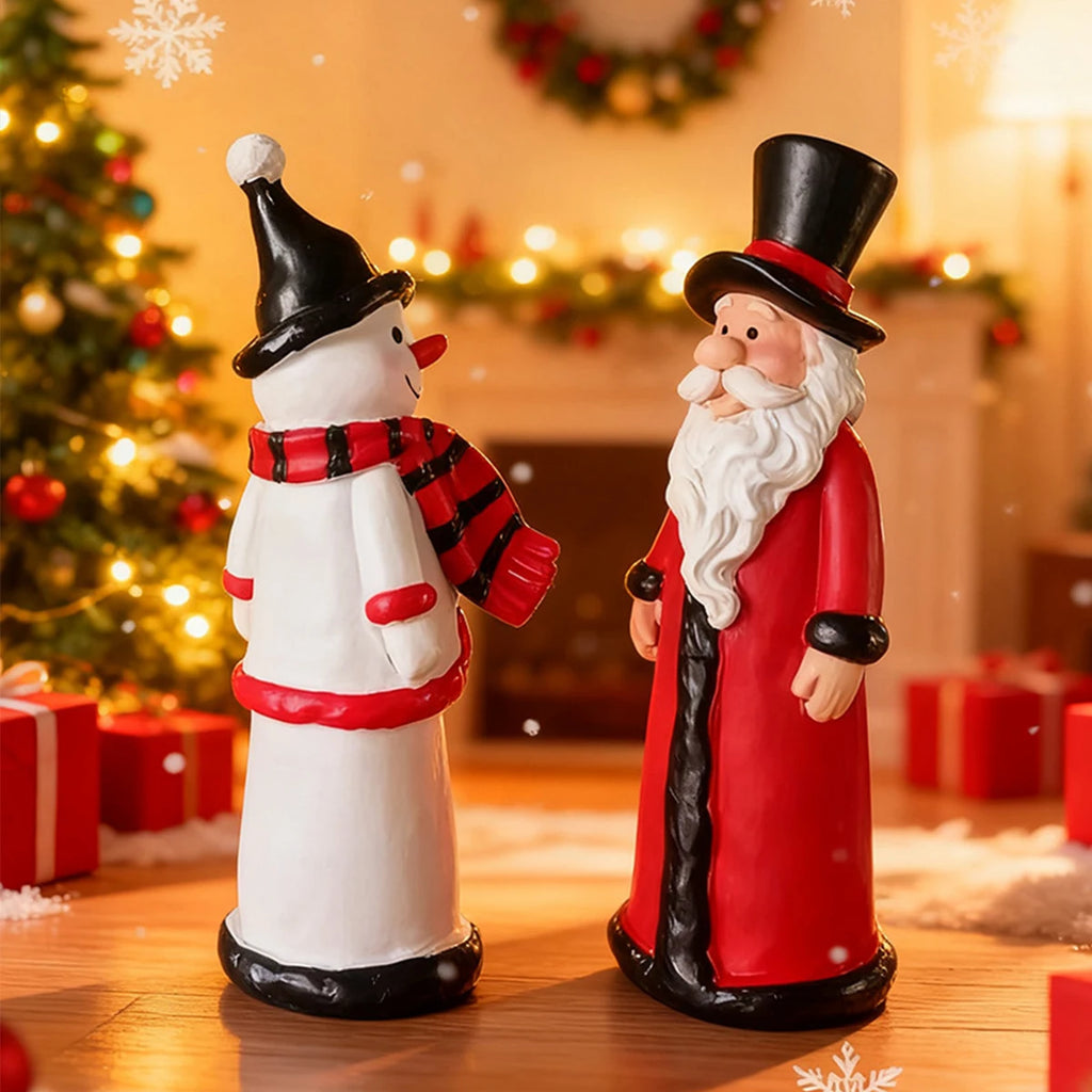 Ceramic Snowman & Santa Holiday Figurines