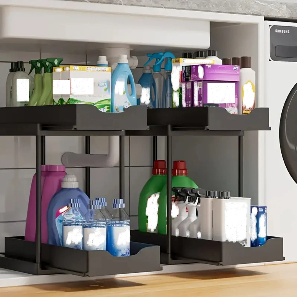 Double-Layer Pull-Out Kitchen Storage Rack