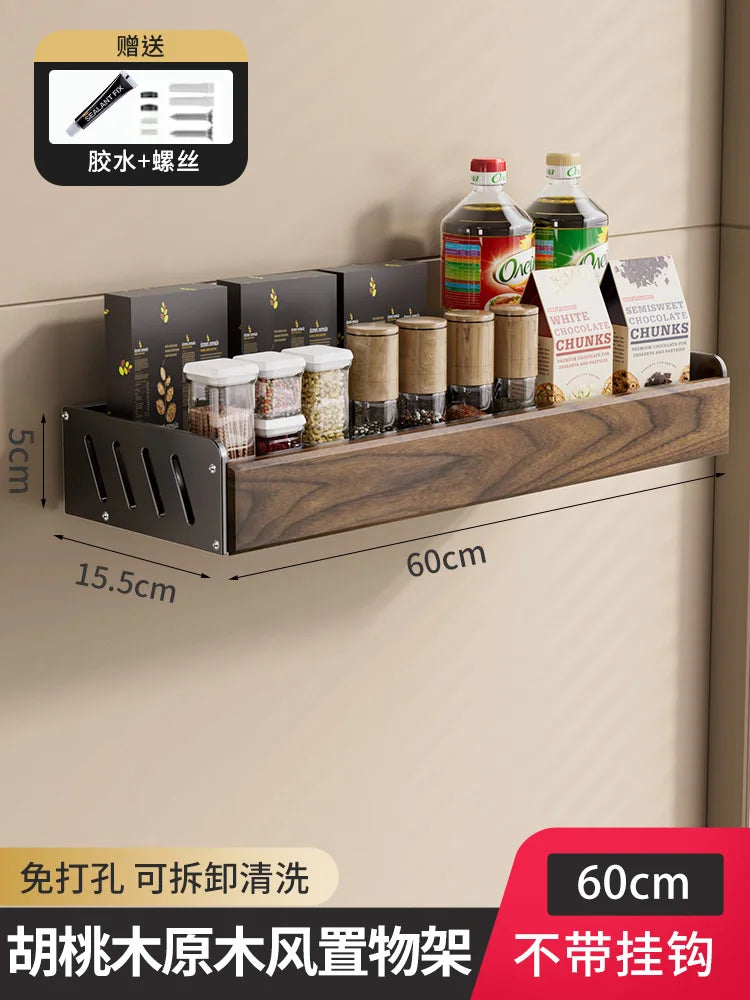 Walnut & Stainless Steel Kitchen Storage Rack