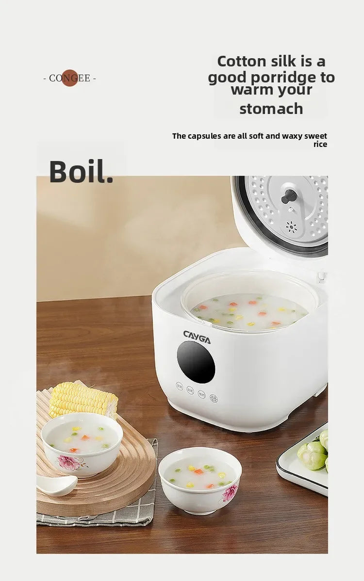 Panela elétrica digital multifuncional inteligente de 3 litros para arroz, com revestimento antiaderente e panela interior em cerâmica com separação para arroz e sopa.