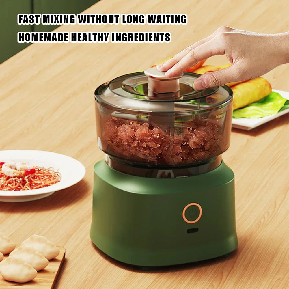 Mini picador de carne elétrico, esmagador de alho multifuncional para cozinha, sem fios, para misturar e triturar alimentos, auxiliar para a alimentação de bebés, 350ml