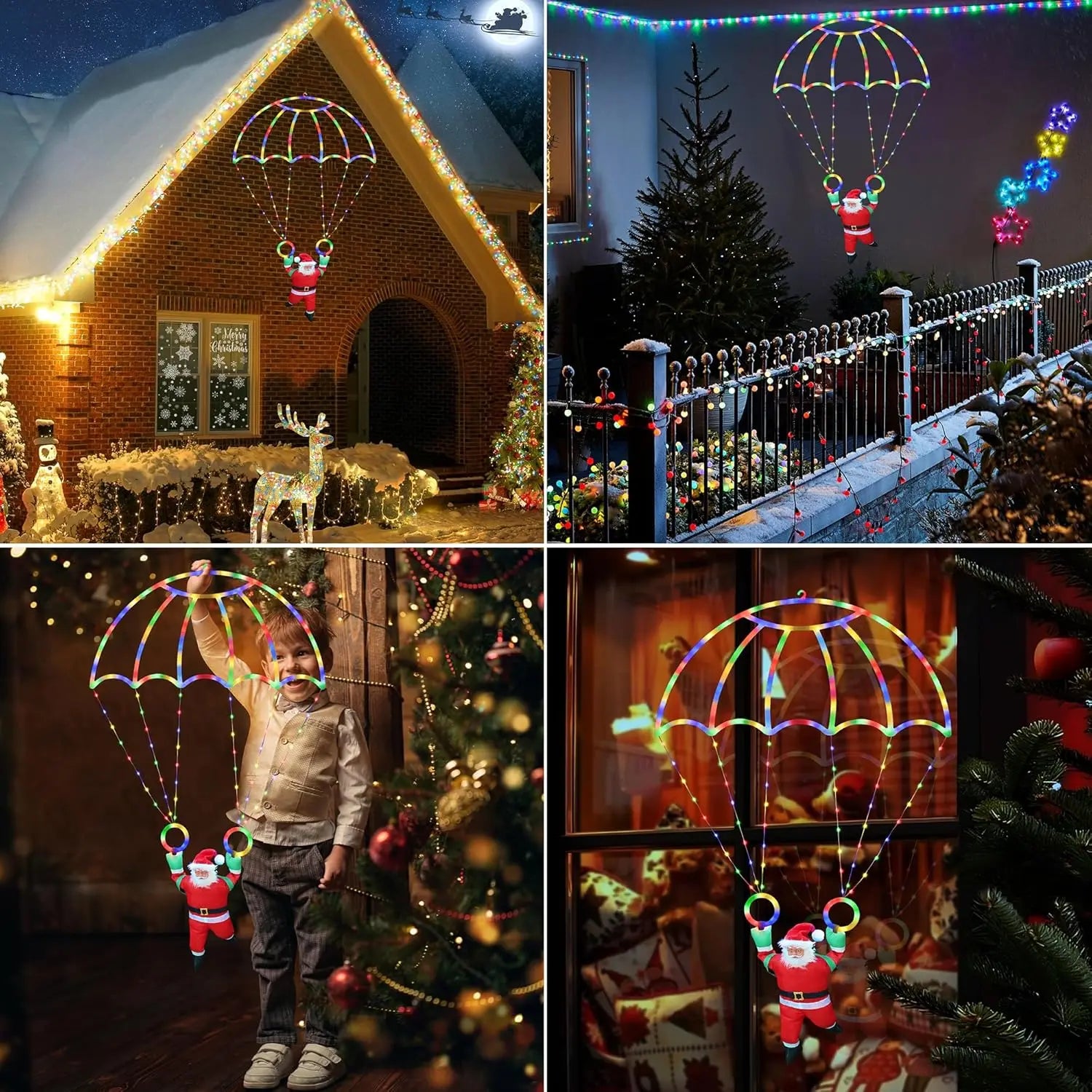 Outdoor Santa Parachute Multicolor Lights