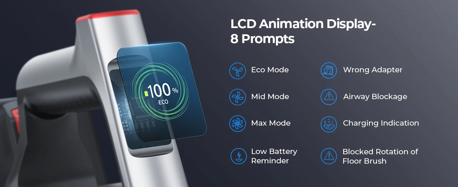 Aspirador sem fios de 500 W e 38000 PA, eletrodoméstico inteligente portátil, com autonomia de 55 minutos, bateria amovível e sem fios.